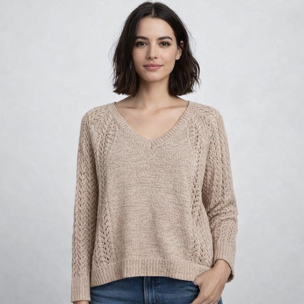 Boston Proper Women's Sz S Sweater Light Orange Peach, Knit Stretch
